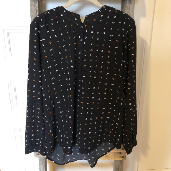 TWIK Black Lettered Pattern Blouse - Picture 1 of 8